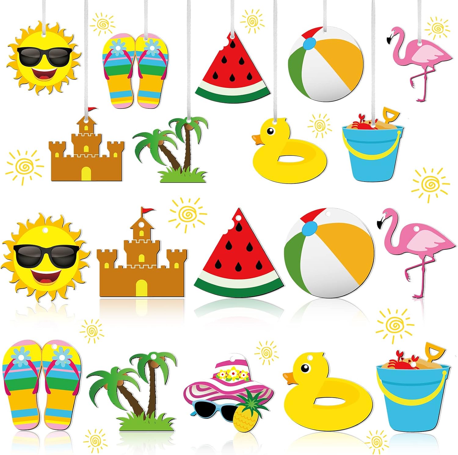 Ferraycle 30 Pcs Summer Tree Ornaments Felt Beach Decorations, Summer Style