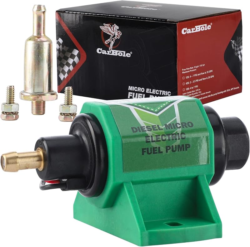 Bomba elétrica de combustível CarBole Super 12D 12 V para diesel, 5–9 PSI, 35 GPH – 1 unidade