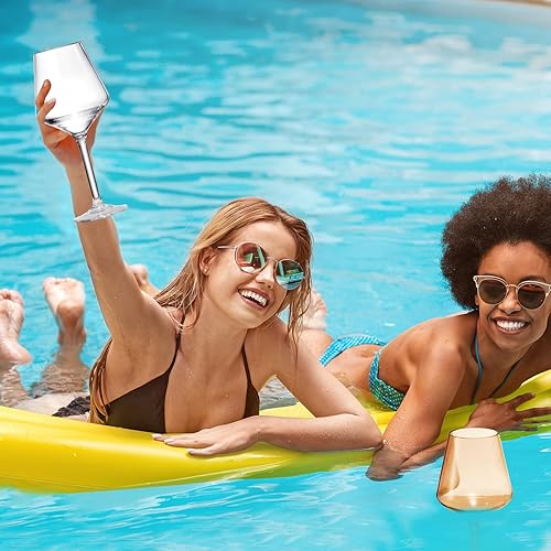 Miniatura 2 de Copas de vino cuadradas flotantes para piscina, juego de 4 unidades, vasos de acrílico Tritan inastillables, irrompibles, diseño europeo de color,