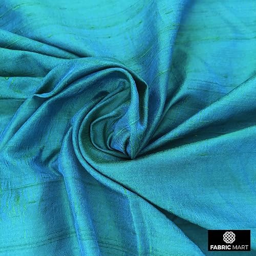 Miniatura 3 de Fabric Mart Direct Tela Dupioni de seda azul verde pavo real por The Yard, 3 yardas continuas 41 pulgadas de ancho Slubbed Dupioni Silk Solid Color