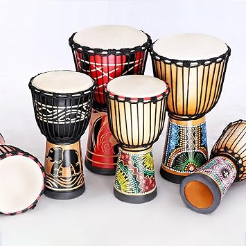 African Percussion Instruments African Drum Goatskin Drumhead Djembe Drum, Beginner Darbuka Drum Hand-Painted Pattern Hand Drum(Large 8-inch PVC-A)