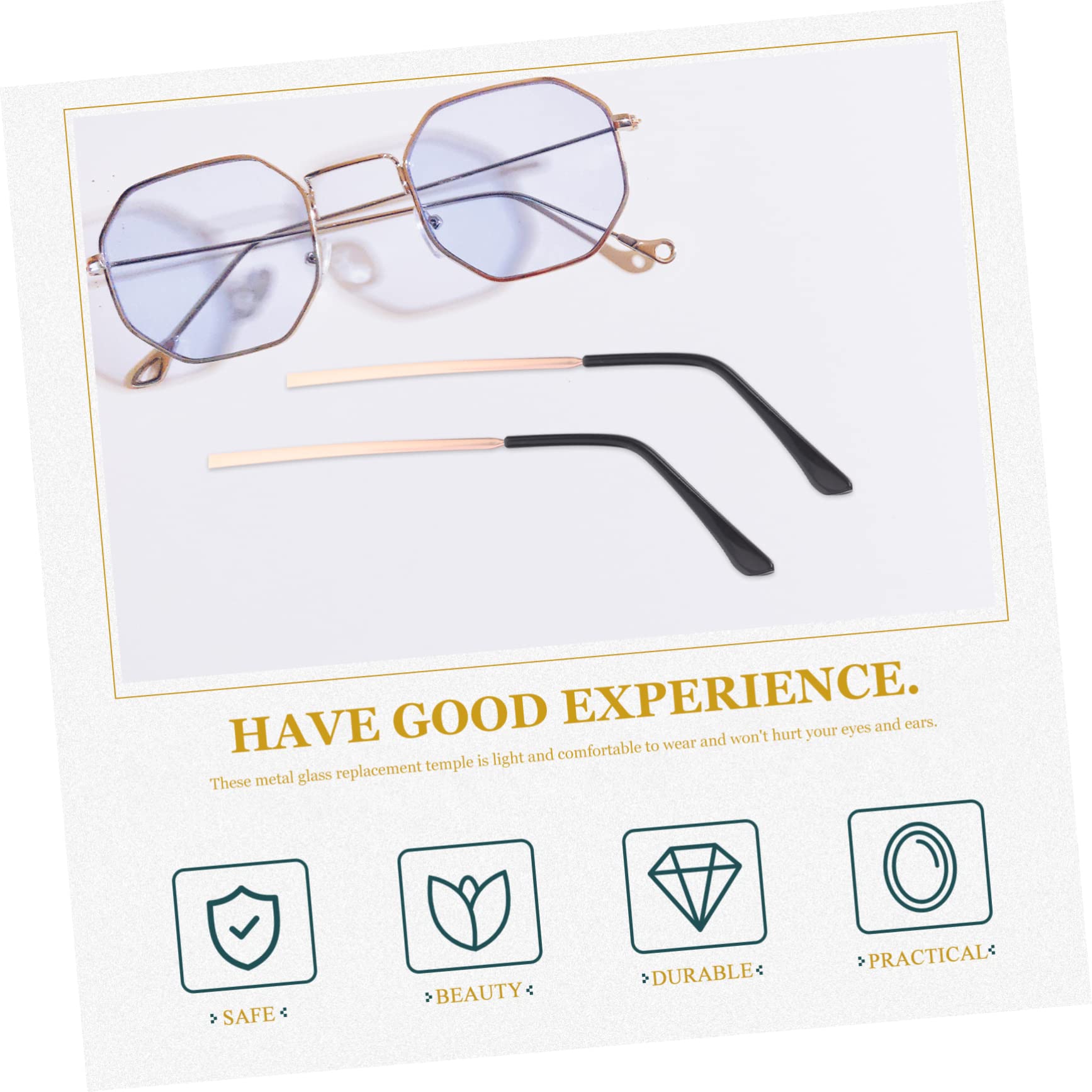Healeved 1 Pair Spectacle Legs Replacement Arms for Glasses Eyeglasses Parts Glasses Arms Replacement Eyeglass Replacement Parts Unisex Sunglasses Eyeglass Arm Replacement Rose Gold Metal