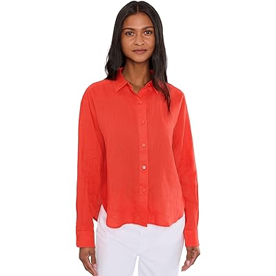 Splendid Stella Linen Button Down scarlet