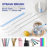 Vista 4 de Holikme Juego de 6 cepillos para botellas, cepillo limpiador de botellas de acero inoxidable de mango largo de 14 pulgadas, 3 cepillos para popotes