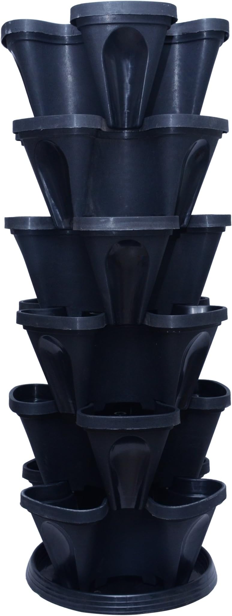 Gardens Need Plastic Stack-A-Pot For Floor Set (Black, 7-Pieces), 7 Pieces