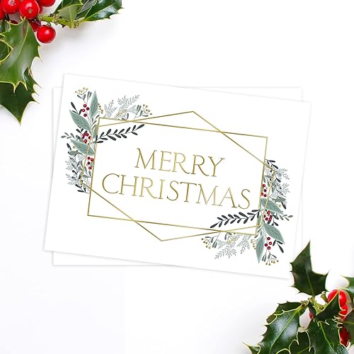 Miniatura 4 de Canopy Street Masterpiece Tarjetas de Feliz Navidad con Marcos de Lámina Dorada  Juego de 15 Tarjetas Navideñas Modernas en Caja con Sobres Forrados