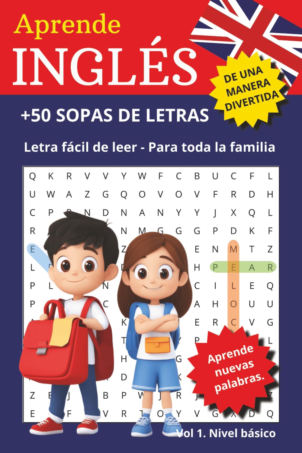 Aprende Inglés: Más de 50 Sopas de letras en inglés para principiantes | Aprende vocabulario básico de forma divertida | Juegos educativos con traducción español–inglés para niños y adultos