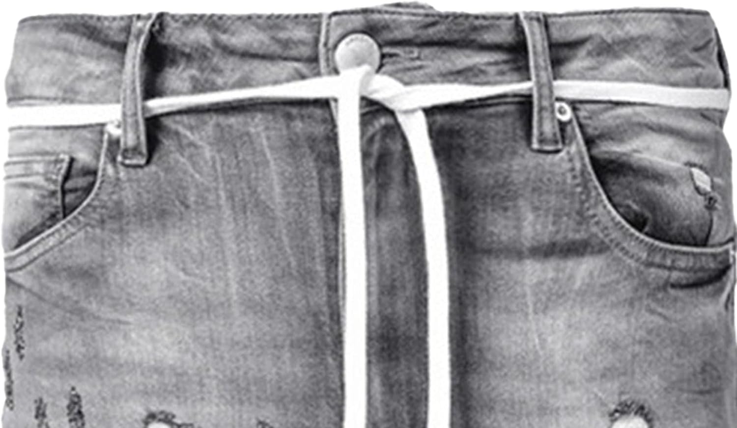 Men Elastic Ripped Mopping Denim Pants Retro Raw Edge Motorcycle Straight Jeans Y2K Mid Waist Casual Bike Trousers