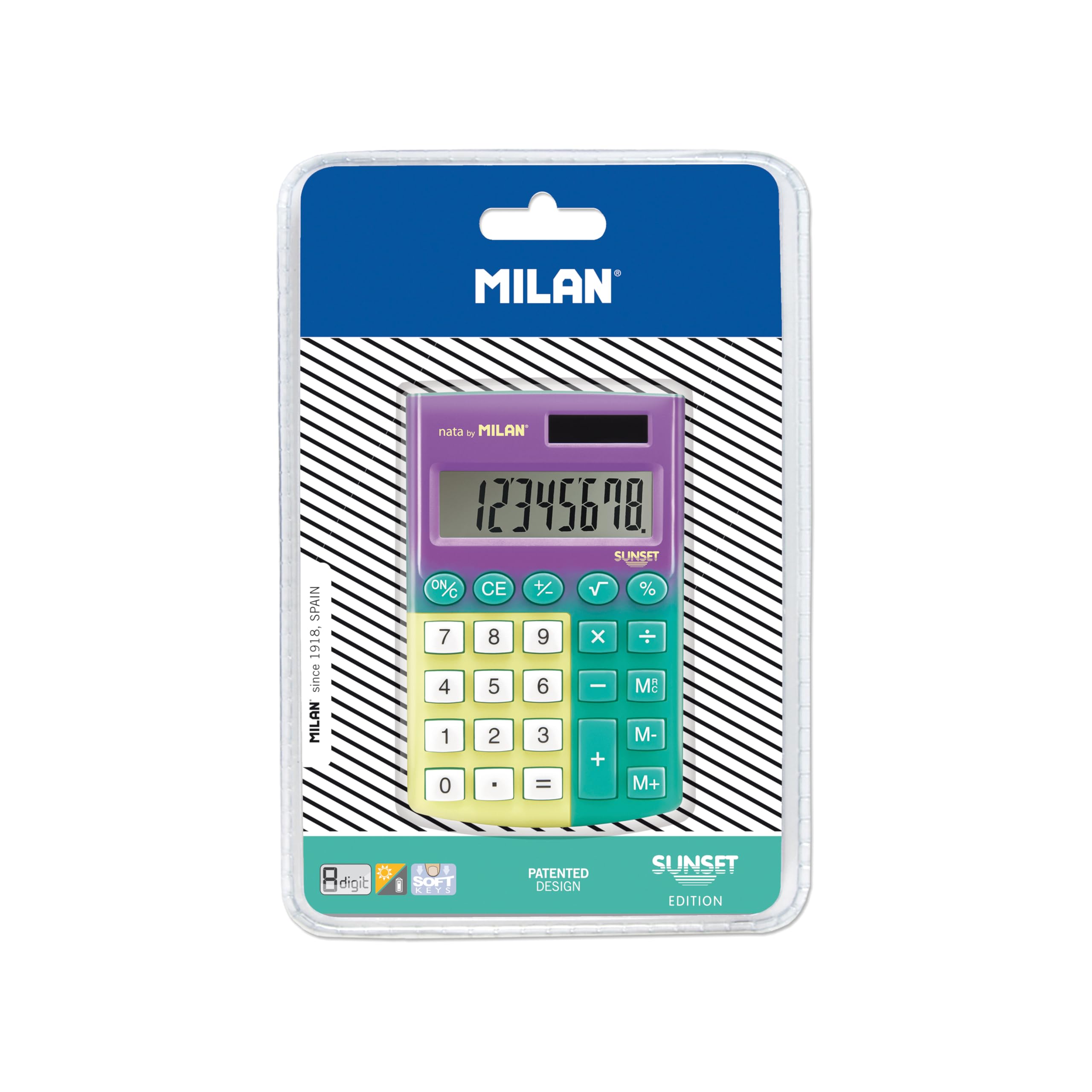Blister Calculator 8 Digits Pocket Sunset Turquoise - Yellow