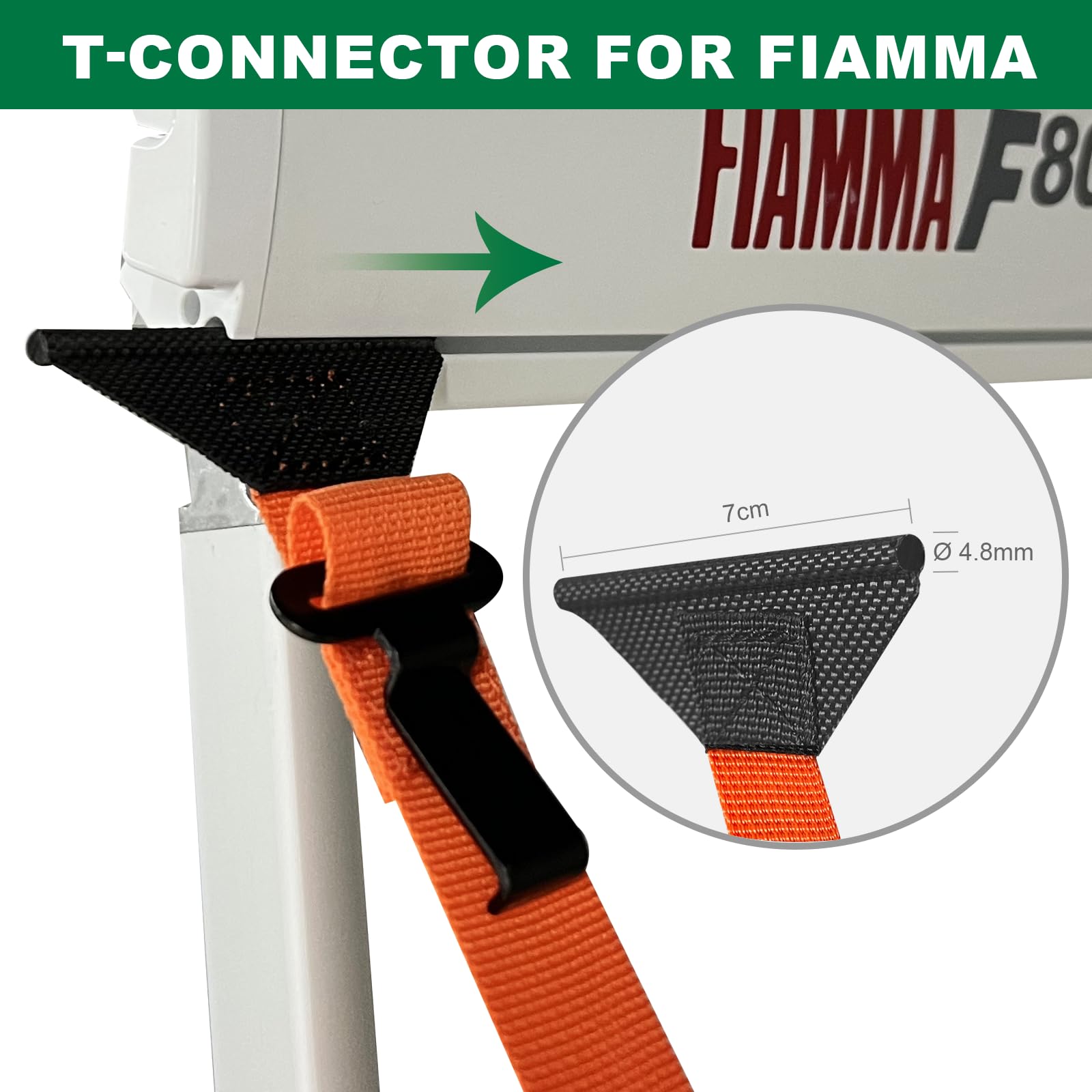 Dulepax Vorzelt-Spanngurt-Set, Sturmgurt-Set für Wohnwagen, Wohnmobil, robustes Markisen-Sturmschutz-Set, kompatibel mit Fiamma/Thule Omnistor, Orange