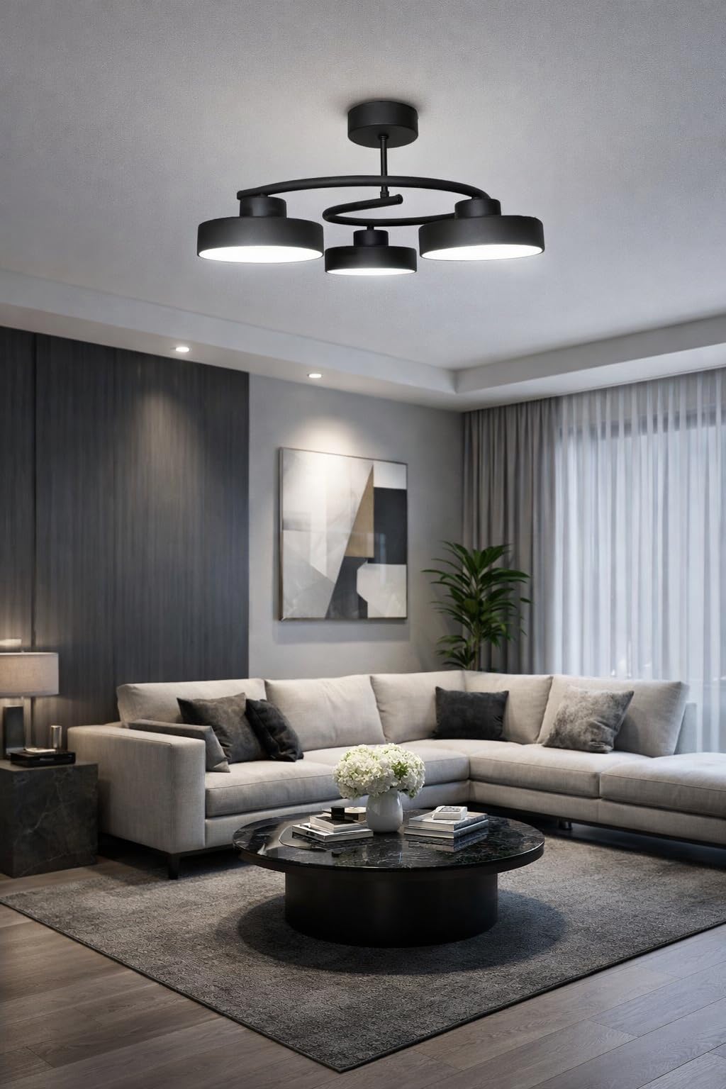 Dönence Led Siyah Renk Modern Tasarım Enerji Tasarruflu Üç…