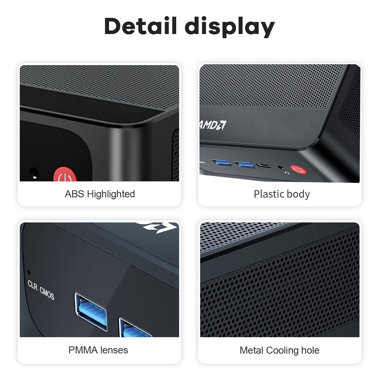 Beelink SER5 Mini PC, AMD Ryzen 5 5500U (6C/12T, 4.0 GHz) Mini Ordinateur de Bureau, 16 Go DDR4 RAM, 480 Go SSD, USB3.2, 2.5 G LAN, WiFi 6, BT5.4, Jusqu' à Trois écrans Via HDMI, DP, USB-C