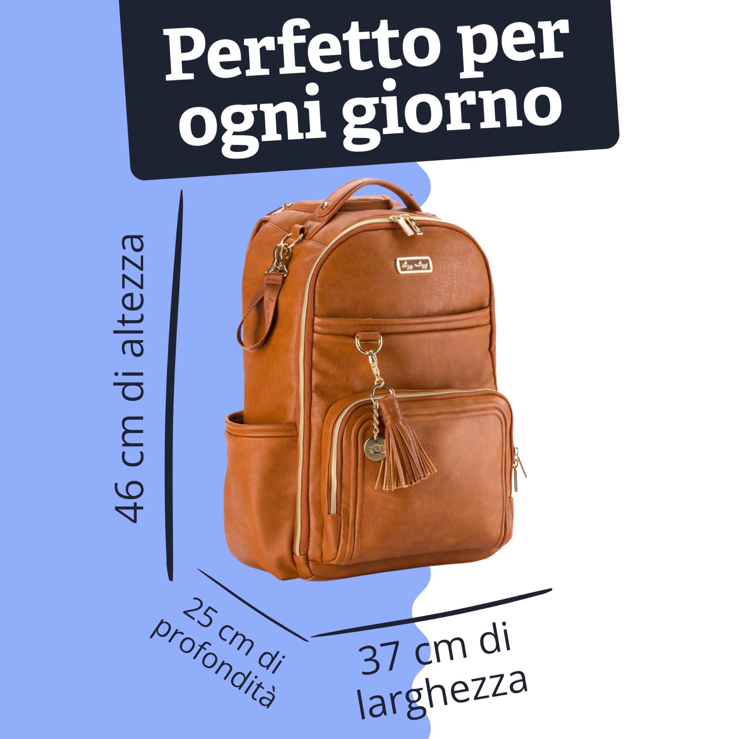 Itzy Ritzy Zaino Fasciatoio | Borsa Cambio con Materassino | Grande abbastanza per il loro mondo, organizzato per il tuo | 19 Tasche, Portabiberon Termici, Ganci Passeggino | Caffè e Panna