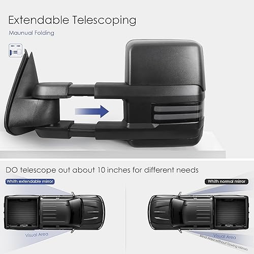 Miniatura 5 de MOSTPLUS Espejos de remolque con calefacción eléctrica compatibles con Chevy Silverado Suburban Tahoe GMC Serria Yukon 1999-2002 con luz de giro