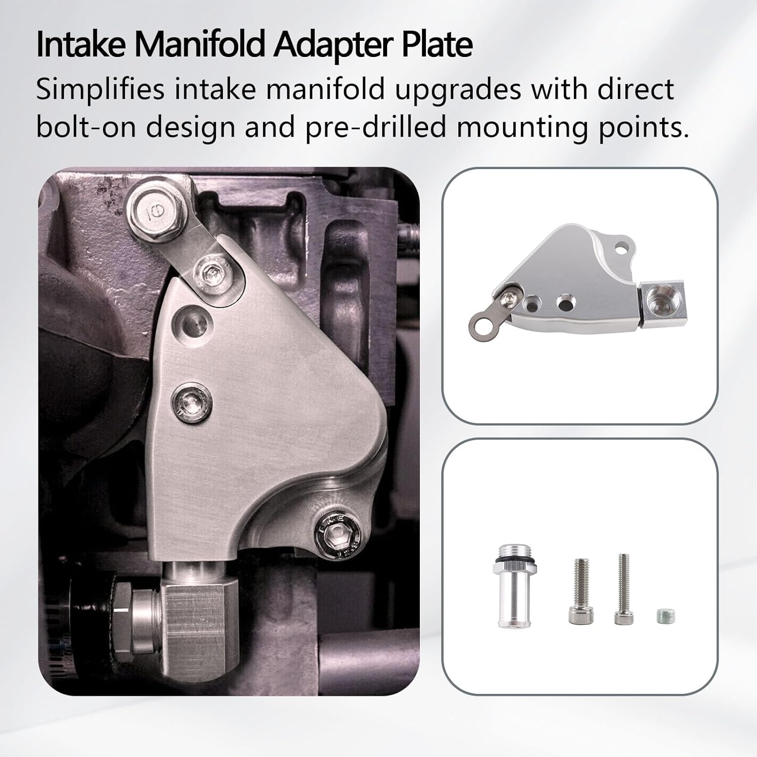 Intake Manifold Coolant Adapter Plate Aluminum Coolant Temp Sensor Adapter Compatible with Honda Acura K K20 K24 Engine Swap