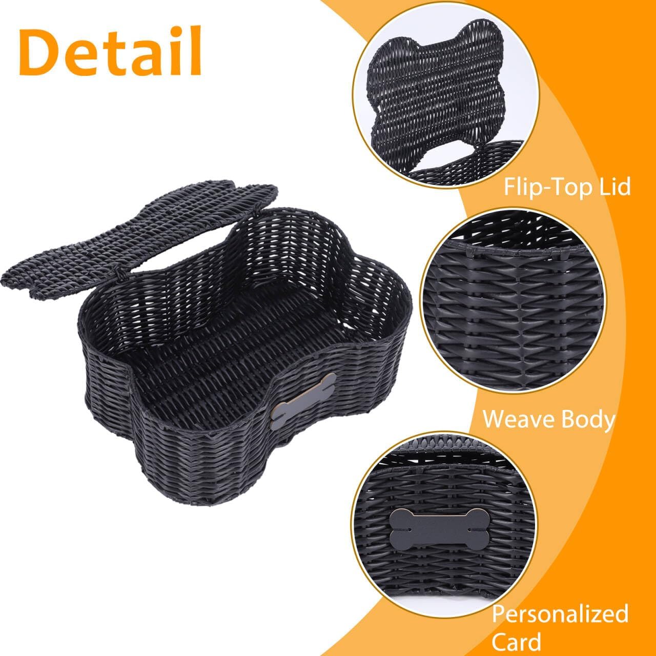 Morezi Dog toy basket bin box with lid bone shape designed personalized great for organizing chew toys leashes clothing in living room area for pet dogs cats breeds