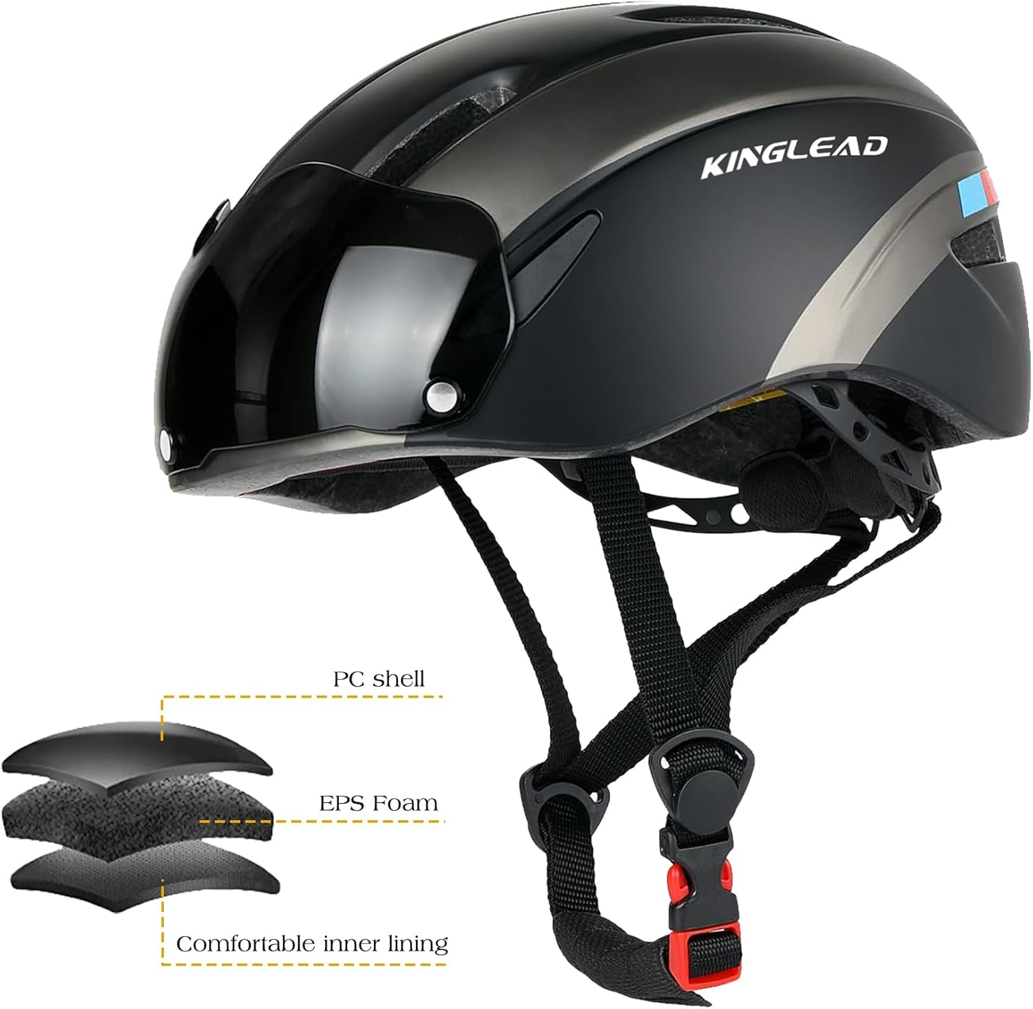 Bike Helmet for Adults Bicycle Helmet with Detachable Magnetic Googles & Adjustable Dial for Mountain Bikes, Road Bikes, Electric Bikes, Scooter