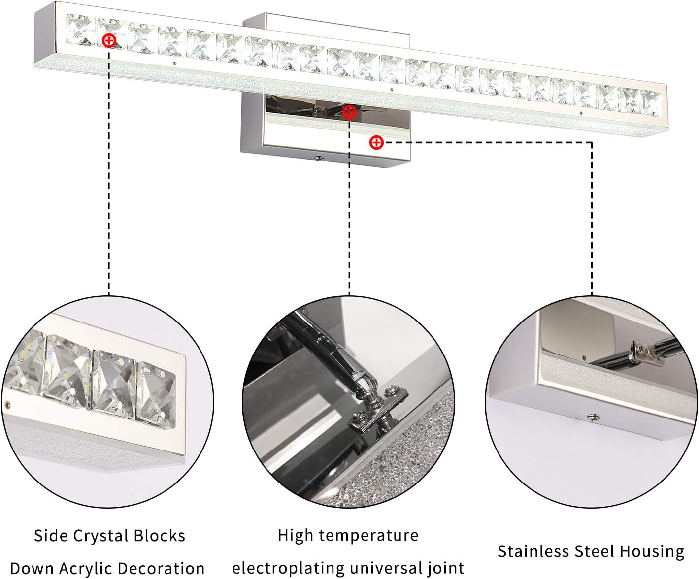 One-Day Sale: Up to 70% Off Merexcint Bathroom LED Vanity Crystal Lighting Fixtures Over Mirror Modern Bath Bar Lights Lamp White Light, 24.35 inch 15W 5000K, Crystal Wall Lights for Bathroom Lighting Fixtures. Black Friday - 70% OFF Merexcint Bathroom LED Vanity Crystal Lighting Fixtures Over Mirror Modern Bath Bar Lights Lamp White Light, 24.35 inch 15W 5000K, Crystal Wall Lights for Bathroom Lighting Fixtures.