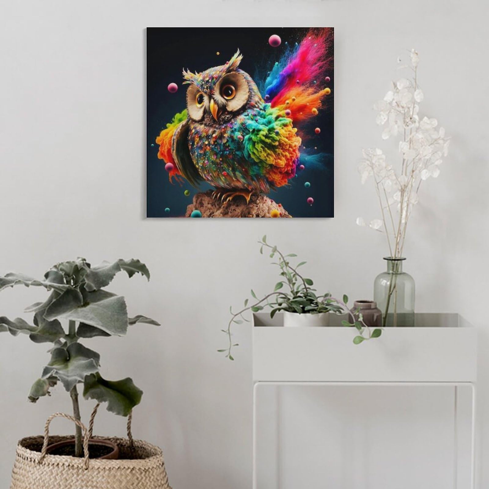 Amazon.co.jp: 絵画 カラフルなフクロウインテリア 絵画 ファンタジー