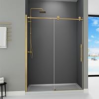 GDGZQD 44-48" x 75" Frameless Sliding Shower Door - SGCC Tempered Glass, Explosion-Proof Film, Adjustable Reversible Easy Install