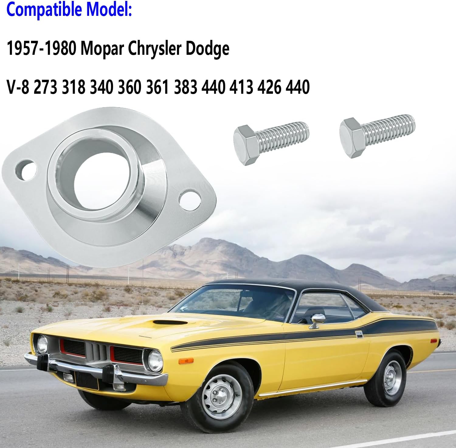 Aluminum Water Neck Thermostat Housing with Gasket Compatible with Mopar Chrysler Dodge 273 318 340 360 361 383 440 413 426 440 Replace 114-1004
