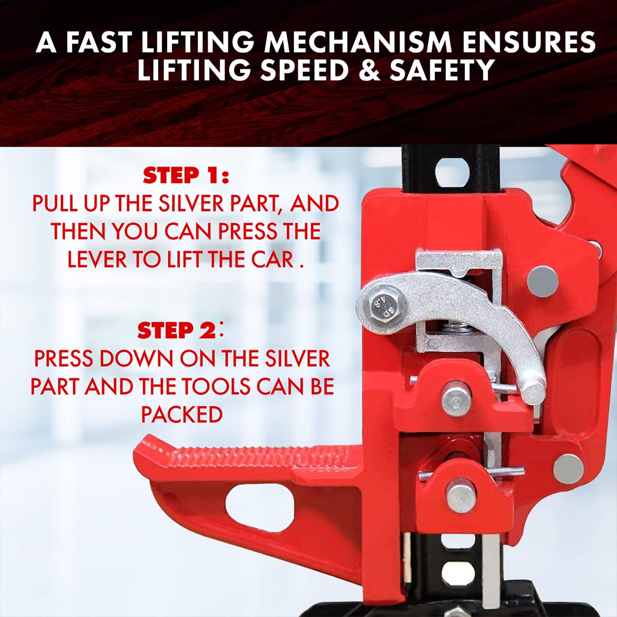 YIYITOOLS Heavy Duty Farm Jack 48 inch, Portable Car Lift Jack Stand 3