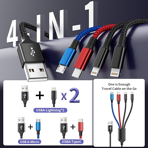 Miniatura 9 de Paquete de 4 cables Lightning de 3 pies 6 pies 10 pies para iPhone Lightning de nailon trenzado certificado por Apple compatible con iPhone Max XS
