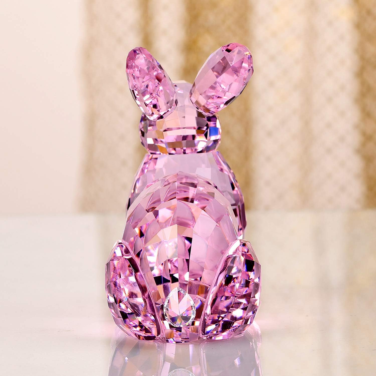 DOJOZ Crystal Bunny Rabbit Valentines Day Sweet Gifts Animal Collectible Cute Figurine Birthday Gifts Home Decor (Pink)