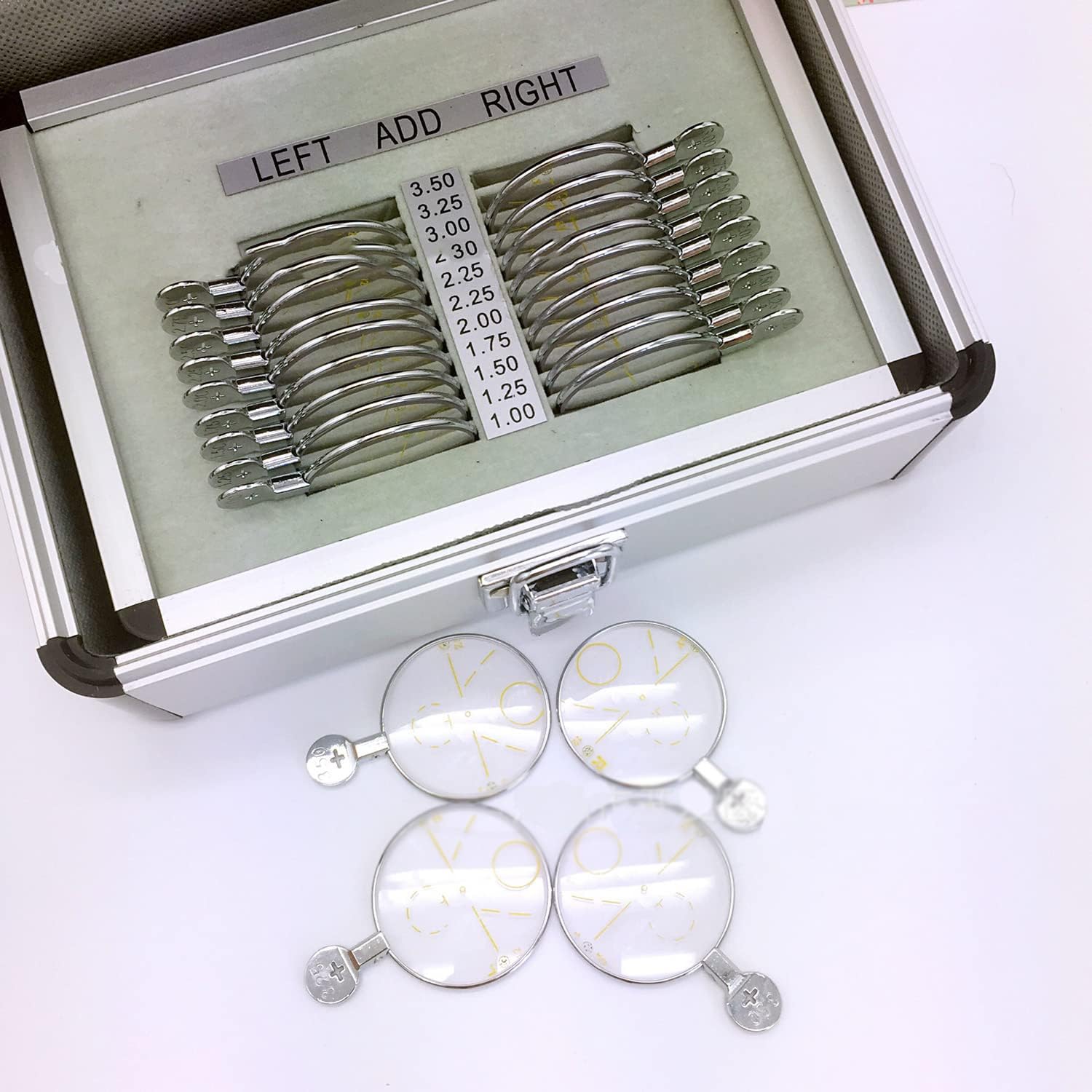 Optical Progressive Lens Set Trial Lens Set Ophthalmic Trial Lenses Case 22 Pcs Lens Evidence Box Professional Eye Protection Accessories.
