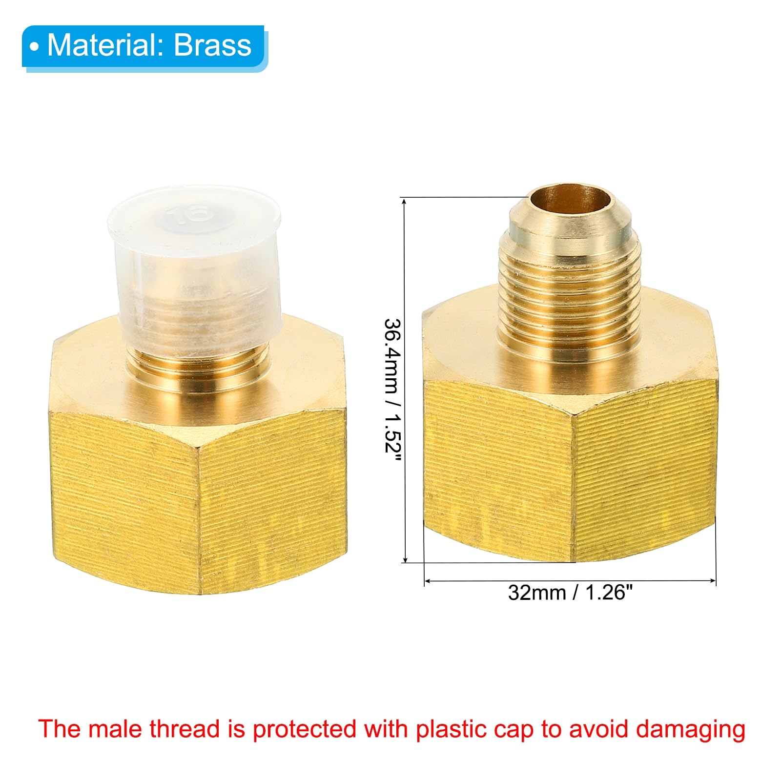 Sourcing Map Laiton Tuyau Raccord 45 Degré 3/8 SAE Flamme Mâle Fil Tubes Adaptateur Avec Tube Welded, Pour Climatisateur Réfrigération 2Pcs