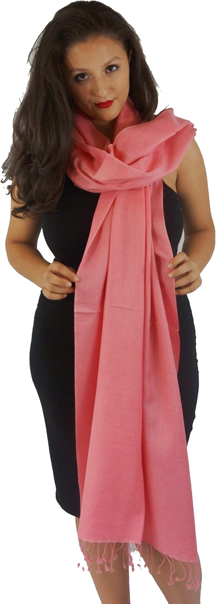 CPG CASHMERE PASHMINA GROUPCashmere Pashmina Group: Solid Pashmina Shawl, Scarf, Wrap & Stole (Large size) Light Coral