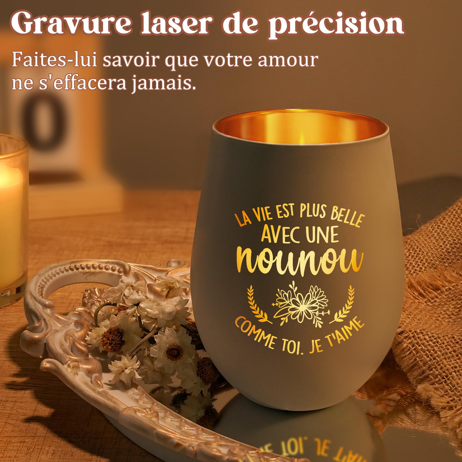 Bougeoir Nounou Personnalisé Cadeau Original pour Femme Fin de Contrat Merci Noël Anniversaire