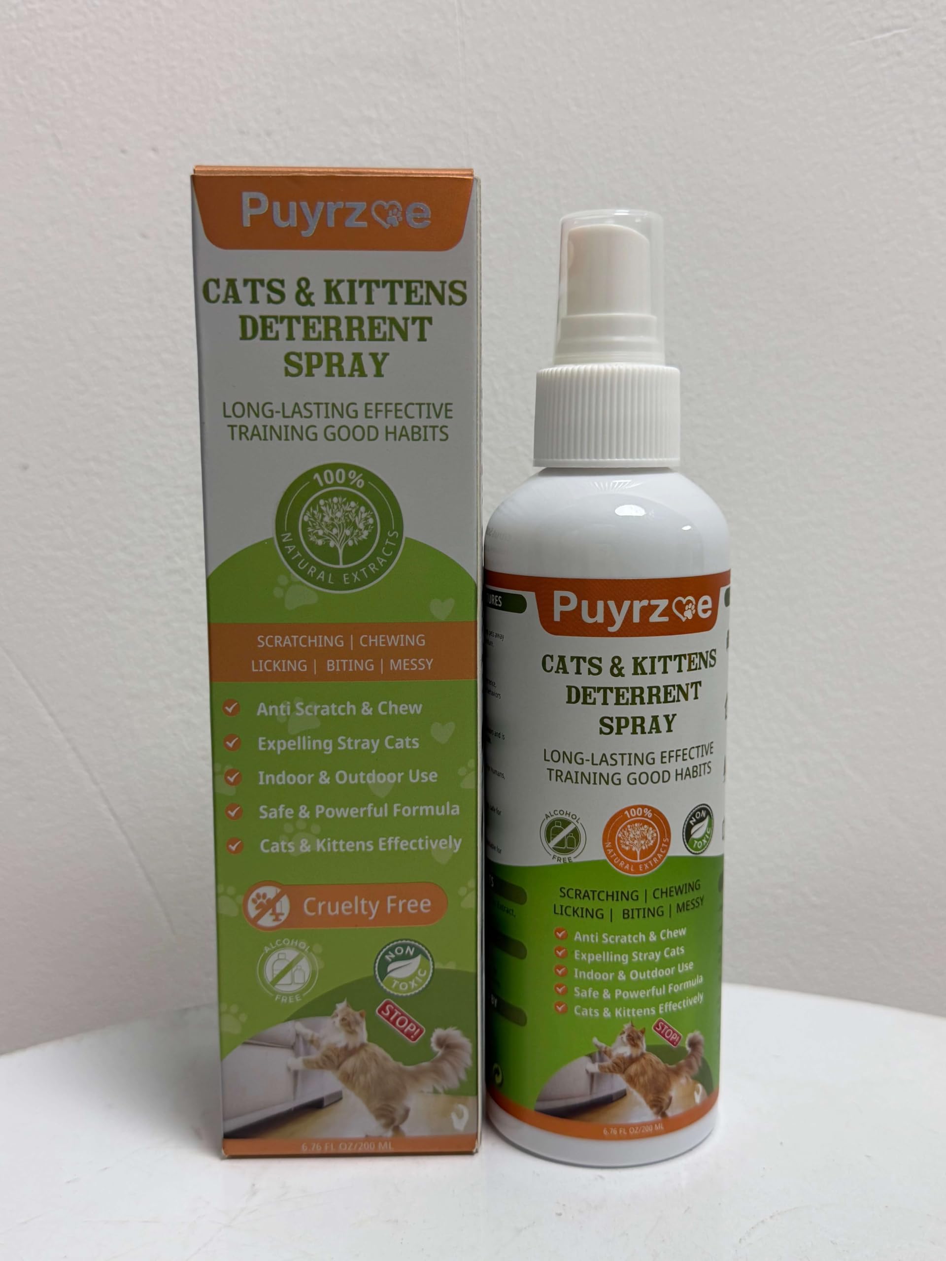 puyrzoe Spray répulsif naturel pour chat - Spray dissuasif pour chat intérieur et extérieur - Spray anti-rayures pour meubles, canapés, rideaux, plantes, chat - 200 ml