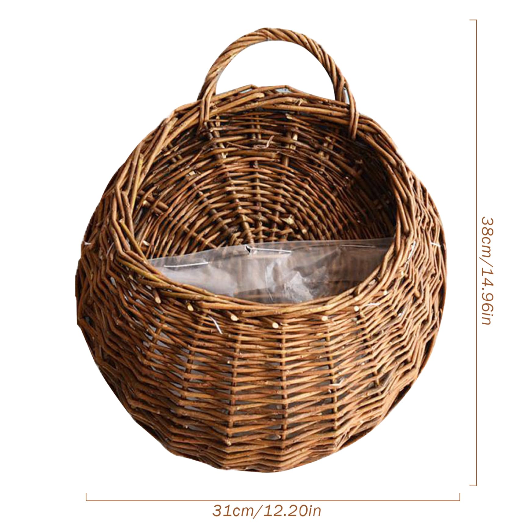 Cesta para Plantas Colgante Cesta para Plantas De Mimbre Natural Tejida Cesta Colgante Transpirable Cesta para Colgar En La Pared Rural Maceta Colgante para Jardín