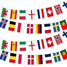 Euro 2024 Banner, European Football Flags Bunting, European Bunting, Euro 2024 Football Party Decorations for Bar Club Garden School Outdoor Indoor Party Decor