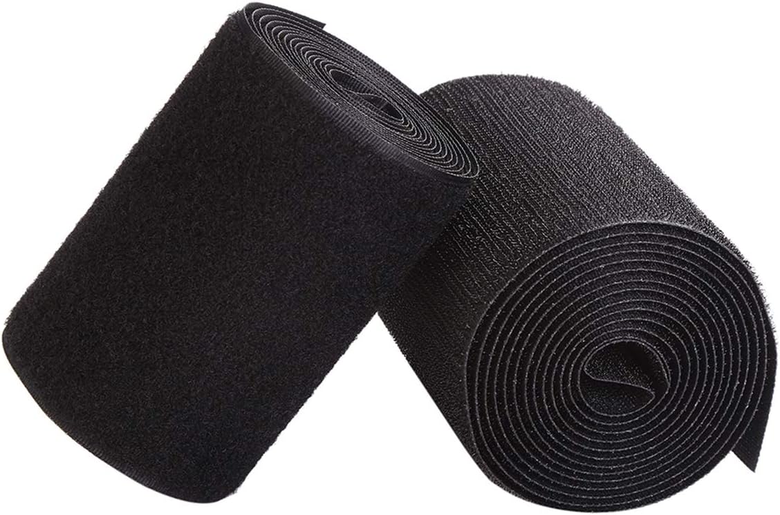 Sew on Hook and Loop Style 4 Inch Non-Adhesive Back Nylon Strips Fabric Fastener Non-Adhesive Interlocking Tape Black,3 Yard