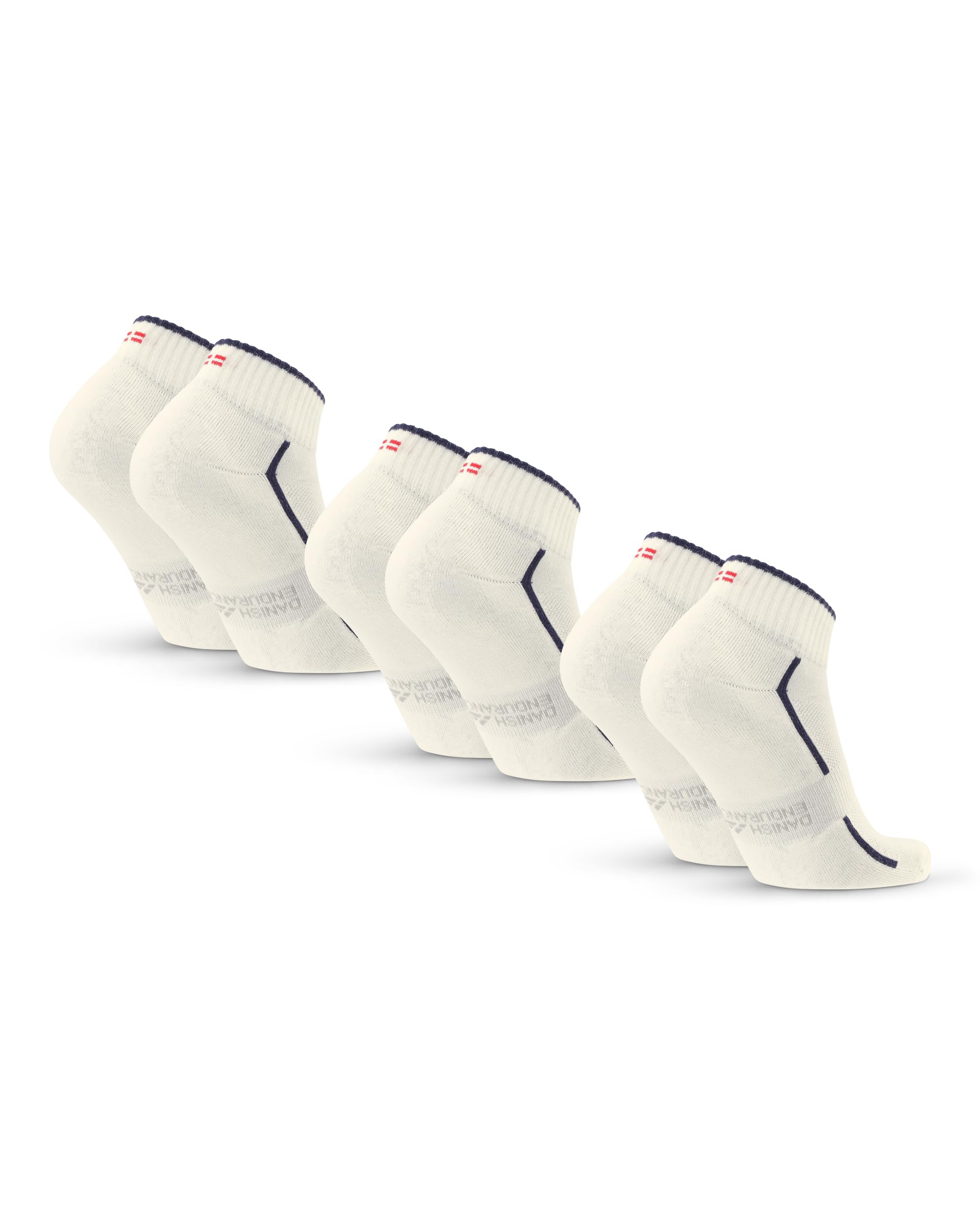 DANISH ENDURANCE Kurze Sportsocken aus Bio-Baumwolle, Sneaker Socken für Alltag und Fitnessstudio, Anti-Blasen, Gepolstert & Atmungsaktiv, Unisex, Herren & Damen, (3│6 Pack)