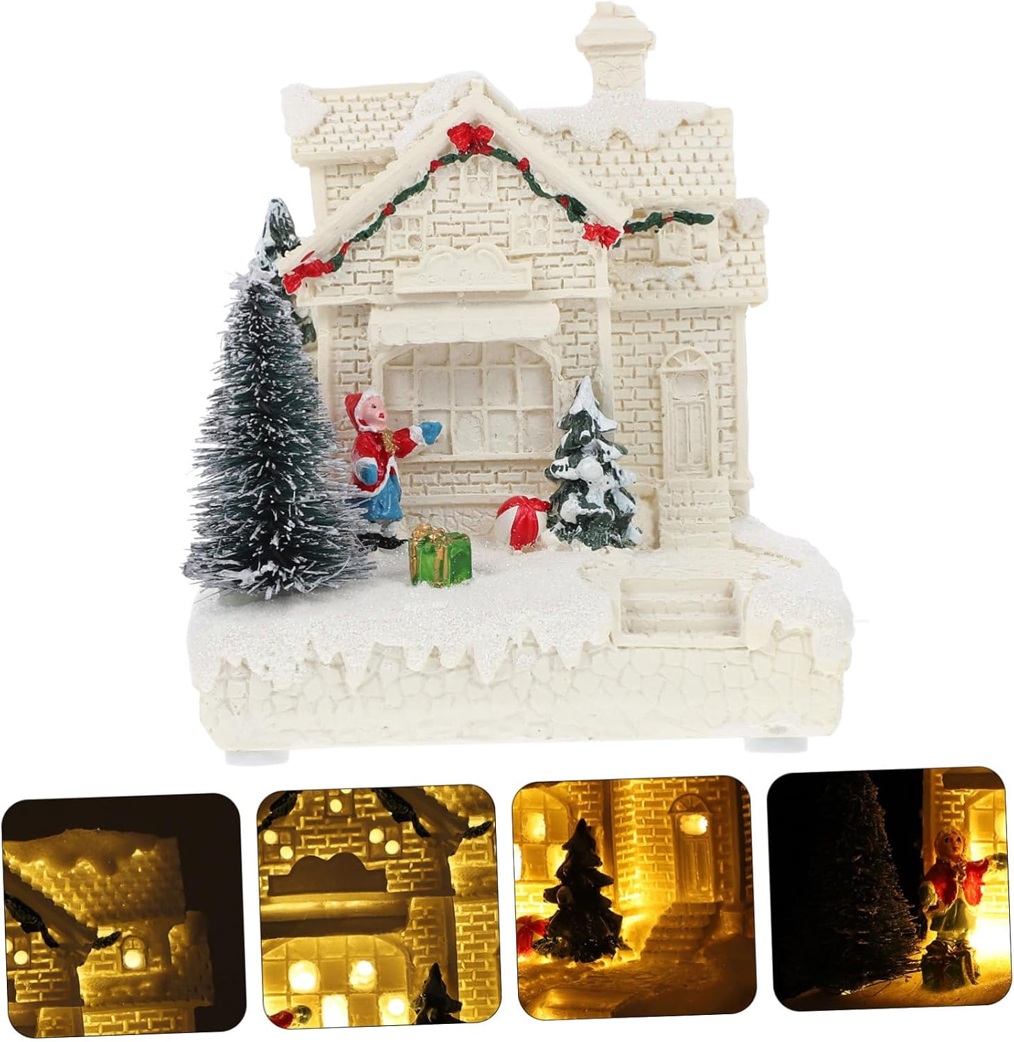 Luxshiny 1pc Christmas Mini House Ornament Delicate Desktop Decoration for Holiday Decor Night Light Cute Xmas House for Festive