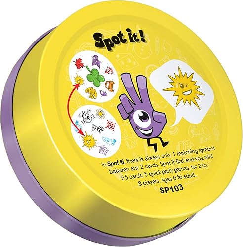 Miniatura 6 de Spot It! Mini juego de cartas clásico. Juego para niños. Edad a partir de 6 o más, 2 a 8 jugadores. Tiempo de juego promedio 15 minutos. Hecho por