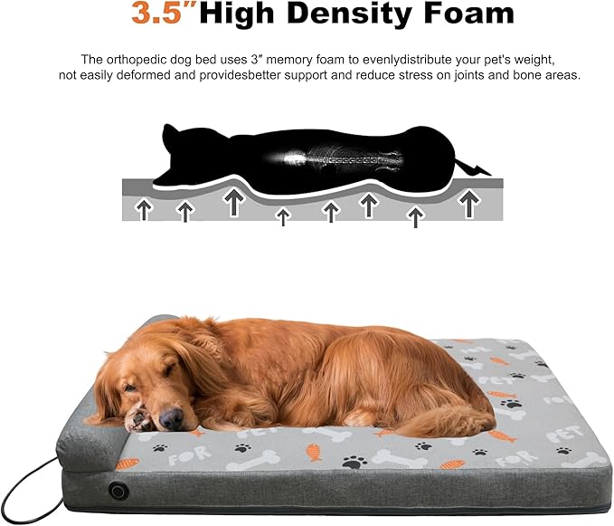 Cama Calefactada para Perros Grande 35" con Espuma Viscoelás miniatura 3
