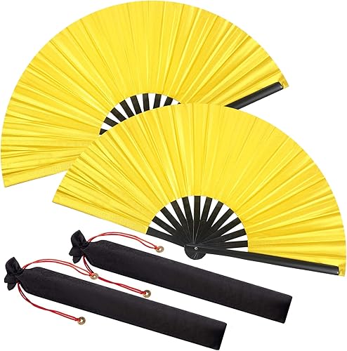 Miniatura 12 de Maitys Large Rave Fan Clap Fans for Line Dancing Large Holographic Folding Hand Fans for Men and Women, Festival, Tai Ji, Kungfu, Martial Art, Láser