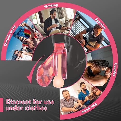 Miniatura 17 de Dispositivos de jaula de castidad masculina – Jaula de silicona suave y ligera para hombre para el pene, jaula de bloqueo de casidad transparente