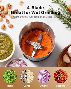 SHARDOR Coffee & Spice Grinder Electric, 2 Removable Stainless Steel Bowls for Dry or Wet Grinding, Black …