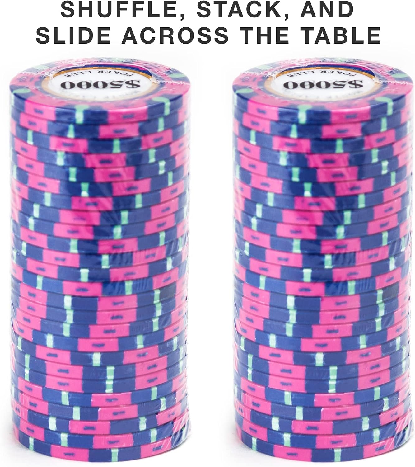 Brybelly Monte Carlo Premium Poker Chip Heavyweight 14-gram Clay Composite – Pack of 50 ($5000 Hot Pink) image 5