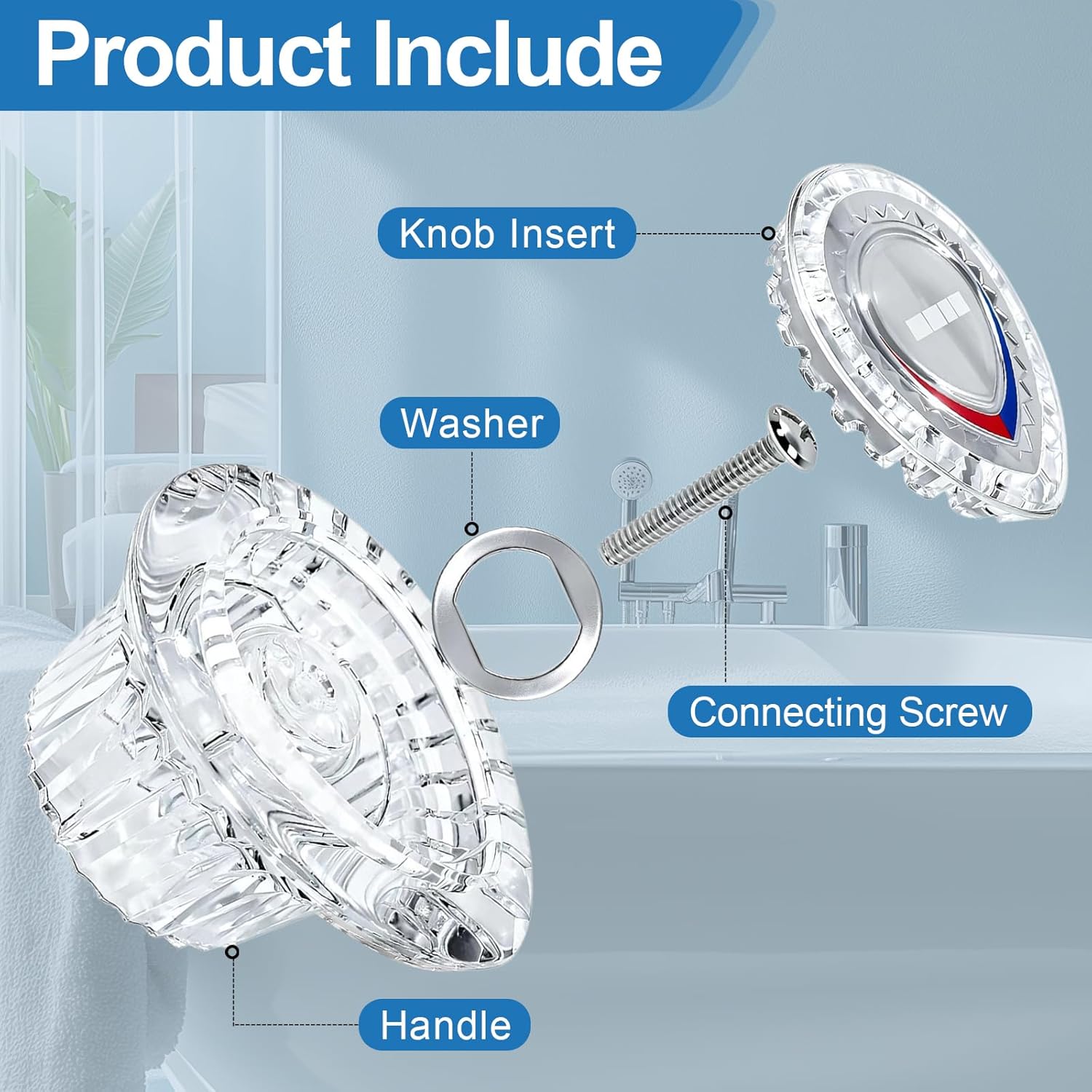 96797 Shower Knob Replacement Kit, Compatible with Moen Chateau Shower Trim Kit, fits for Bathroom Tub and Shower, Shower Knob Replacement, Include Screws(2 Piece)