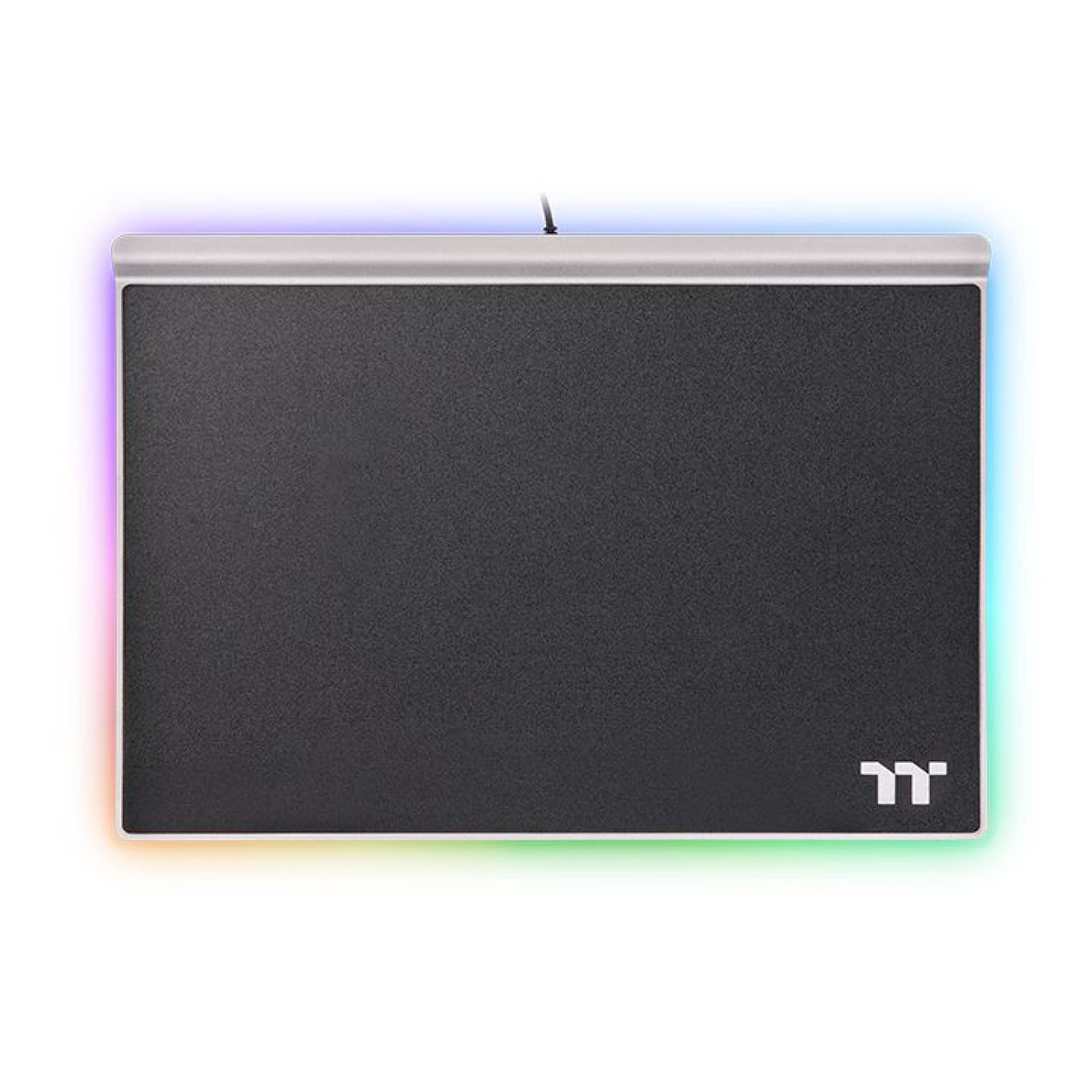 Thermaltake Argent MP1 RGB 16.8 Million Color Software Enabled, Hard Surface, Aluminum Top Plate, and Non-Slip Rubber Base 359mm x 254mm x 10mm Gaming Mouse Pad. GMP-MP1-BLKHMC-01