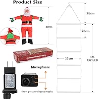 Vista 9 de Toodour - Luces de decoración navideña, 1 m de luces decorativas RGB inteligentes de Navidad con Santa Claus, luz de escalera controlada por