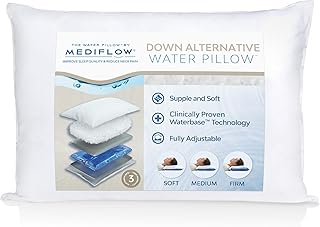 Mediflow Down Alternative Water Pillow – Adjustable for Neck Pain Relief, Side, Back, and Stomach Sleepers, The Original Inventor of The Water Pillow