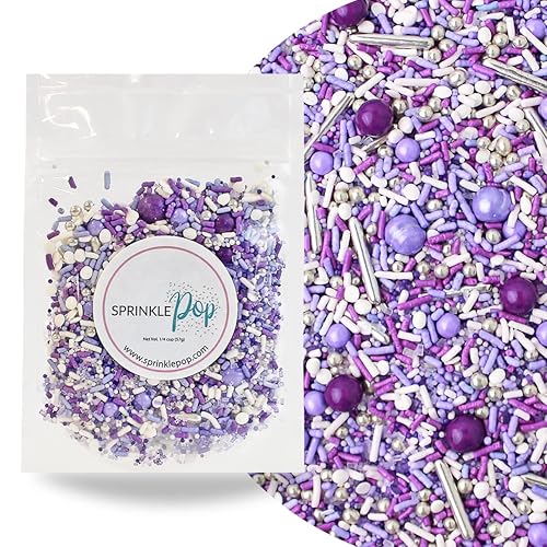 Sprinkle Pop Mezcla perfectamente morada | Mezcla monocromática de gránulos de color morado blanco y lavanda, fabricado en Estados Unidos para Glam