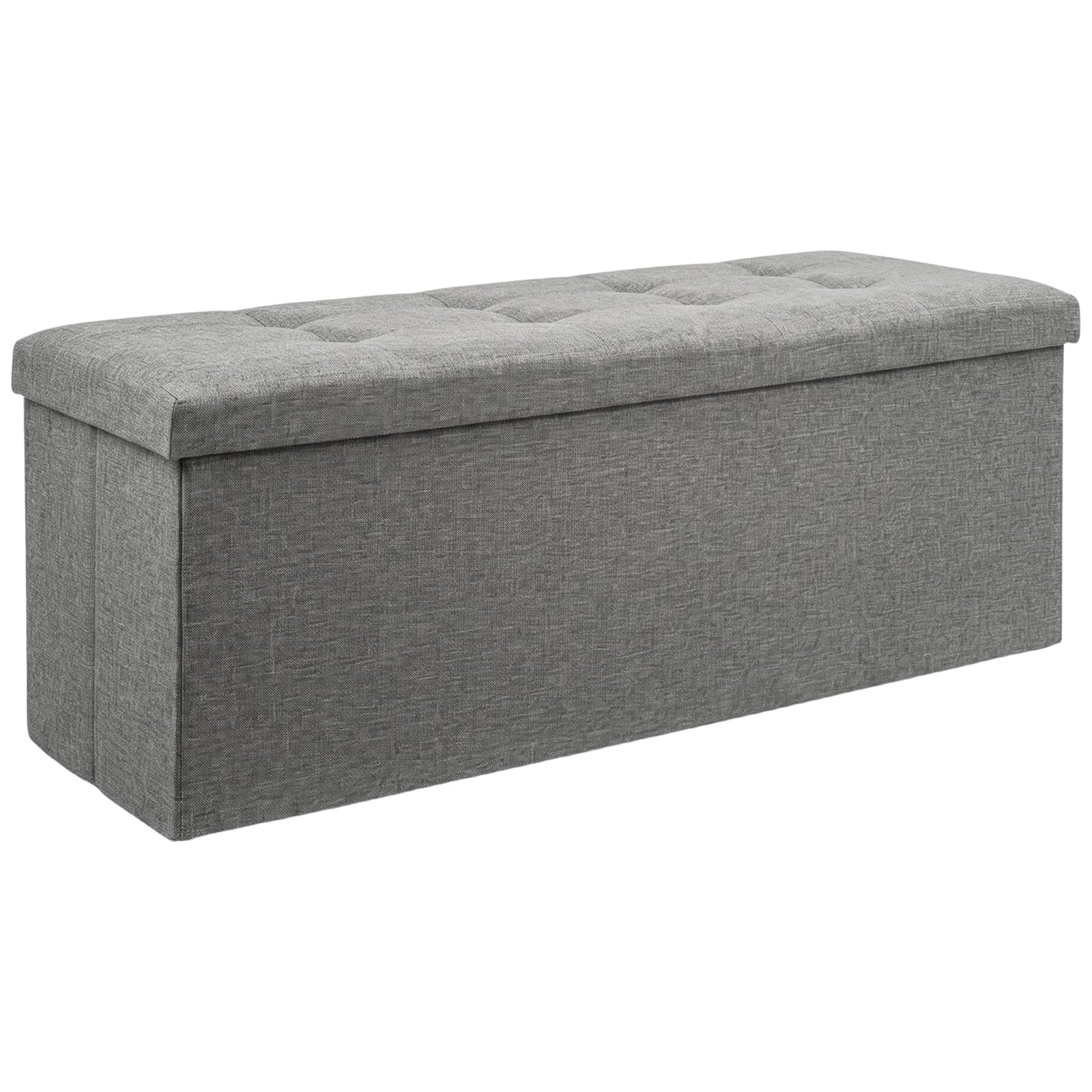 CROWNSHOP Ottoman Storage Bench Footrest Stool Seat Toy Chest Storage Box Folding with Lid Long Shoes Bench Footstool Suitable for Living Room Grey (Dark Grey-110cm)